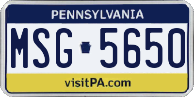 PA license plate MSG5650