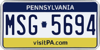 PA license plate MSG5694