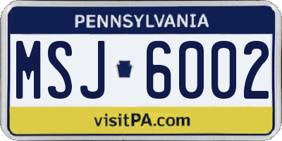 PA license plate MSJ6002