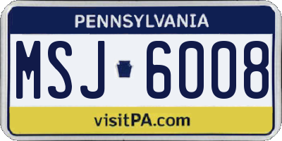PA license plate MSJ6008