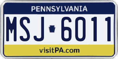 PA license plate MSJ6011