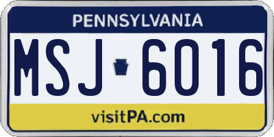 PA license plate MSJ6016