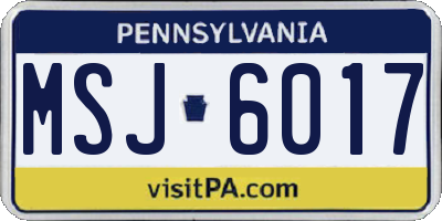 PA license plate MSJ6017