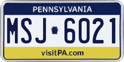 PA license plate MSJ6021