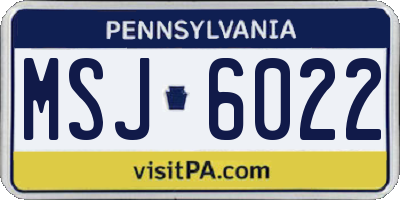 PA license plate MSJ6022