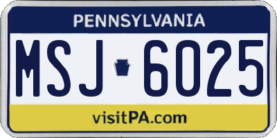 PA license plate MSJ6025