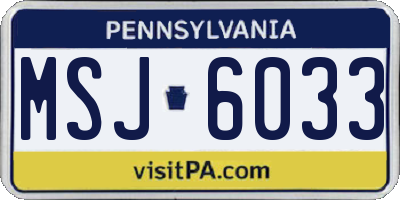 PA license plate MSJ6033
