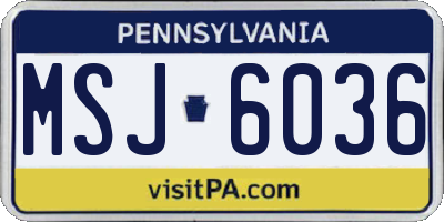 PA license plate MSJ6036