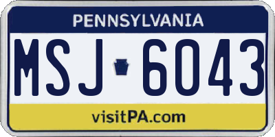 PA license plate MSJ6043