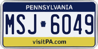 PA license plate MSJ6049