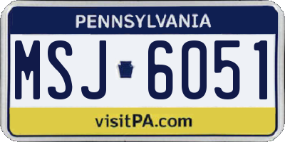 PA license plate MSJ6051