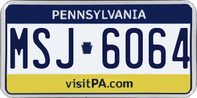 PA license plate MSJ6064