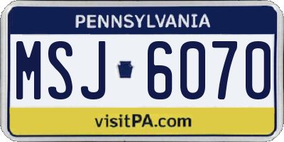 PA license plate MSJ6070
