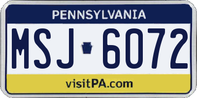 PA license plate MSJ6072