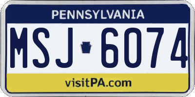 PA license plate MSJ6074