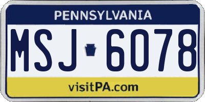 PA license plate MSJ6078