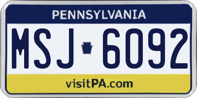 PA license plate MSJ6092