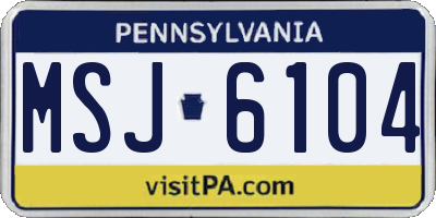 PA license plate MSJ6104