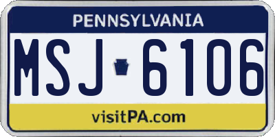 PA license plate MSJ6106
