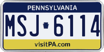 PA license plate MSJ6114
