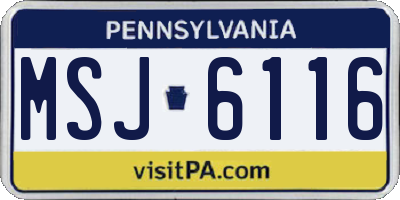 PA license plate MSJ6116