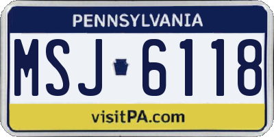 PA license plate MSJ6118