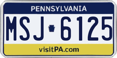 PA license plate MSJ6125