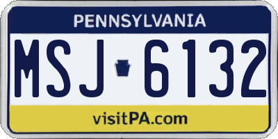 PA license plate MSJ6132