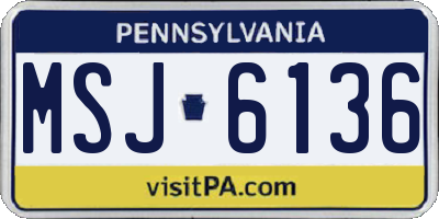 PA license plate MSJ6136