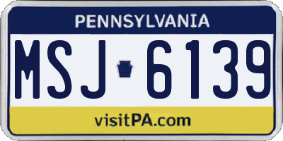 PA license plate MSJ6139