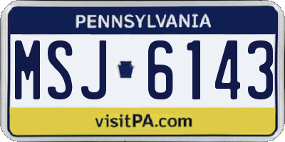 PA license plate MSJ6143