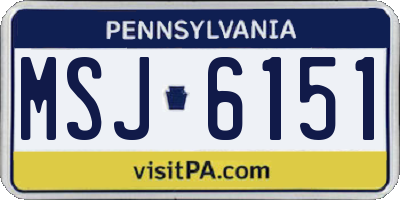 PA license plate MSJ6151