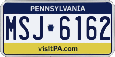 PA license plate MSJ6162