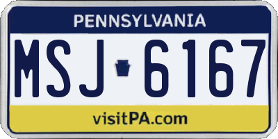 PA license plate MSJ6167