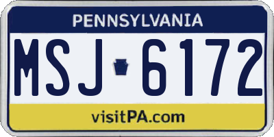 PA license plate MSJ6172
