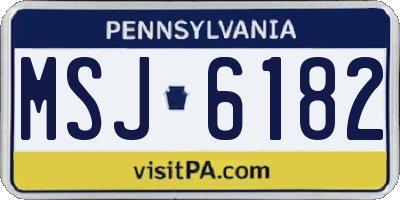 PA license plate MSJ6182