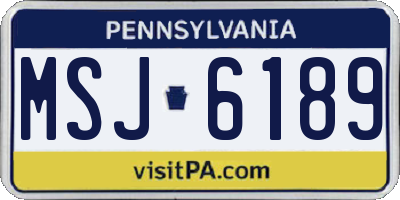 PA license plate MSJ6189
