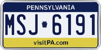 PA license plate MSJ6191