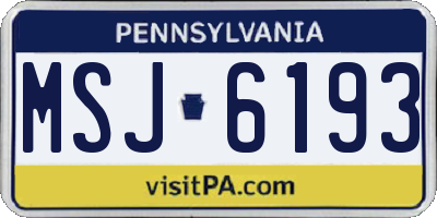 PA license plate MSJ6193