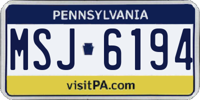 PA license plate MSJ6194