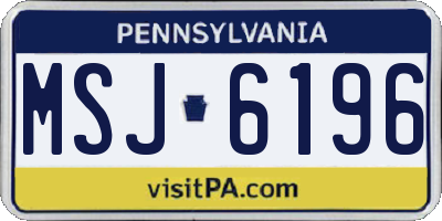 PA license plate MSJ6196