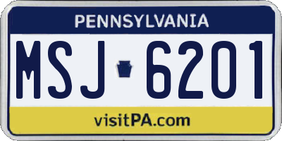 PA license plate MSJ6201