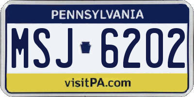 PA license plate MSJ6202