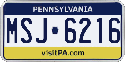 PA license plate MSJ6216