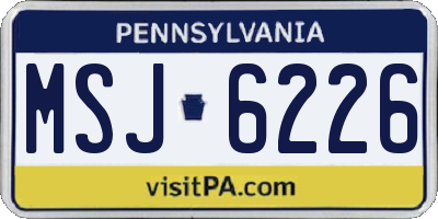 PA license plate MSJ6226