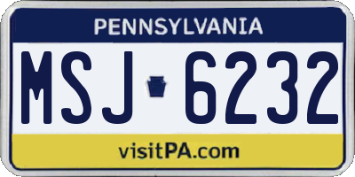 PA license plate MSJ6232