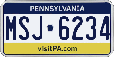 PA license plate MSJ6234