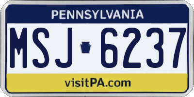 PA license plate MSJ6237