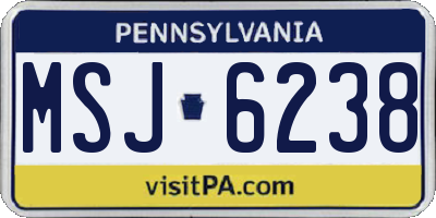 PA license plate MSJ6238