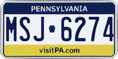 PA license plate MSJ6274